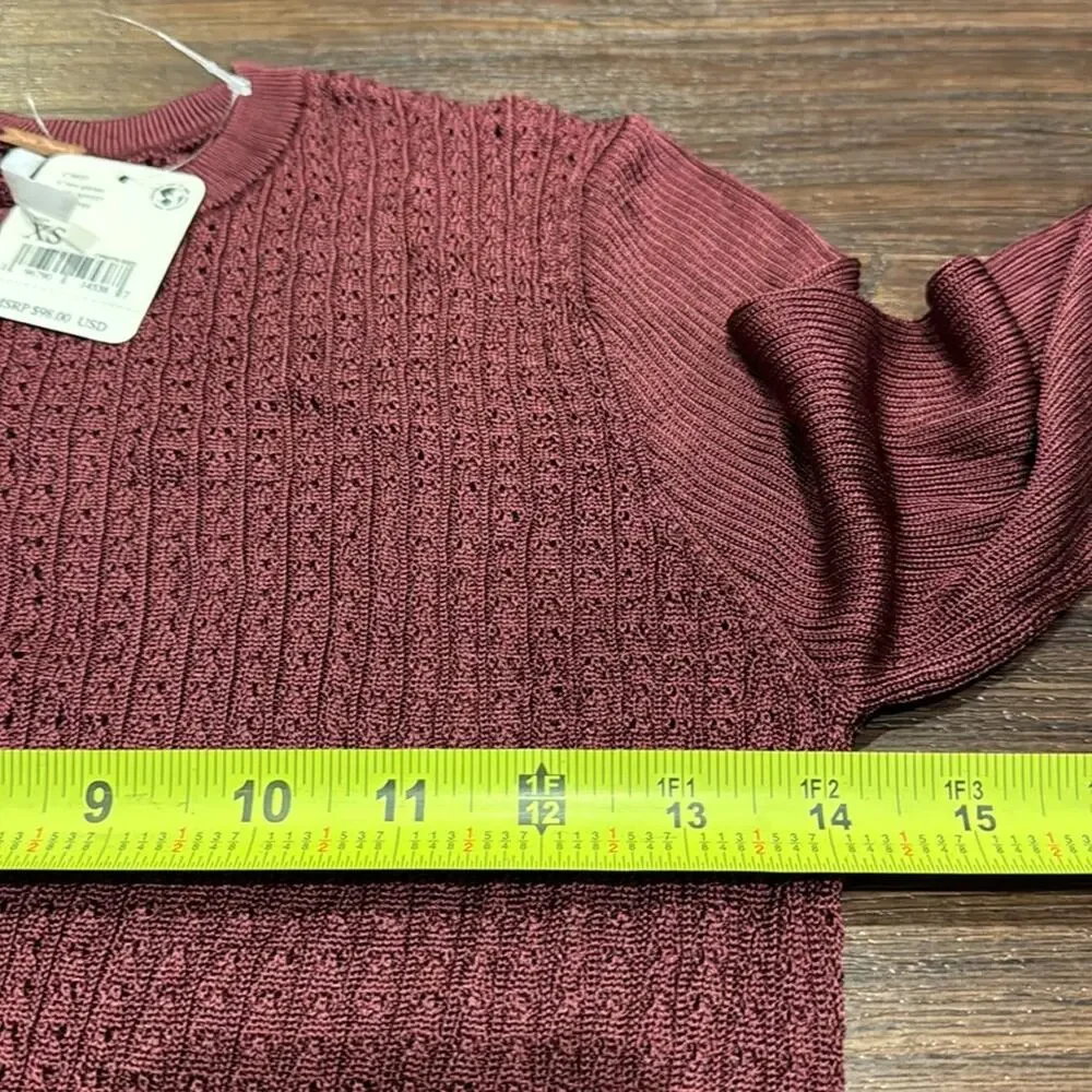 Free People NWT H20 Crew Pull Over Raw Garnet Knit Top